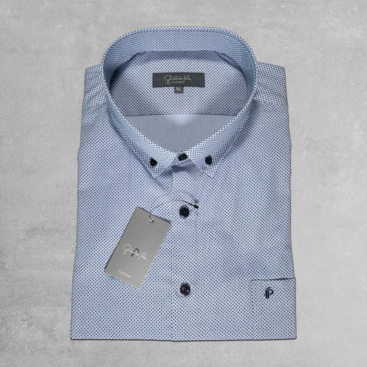 Light Blue Patterned Plus Sized Shirt
