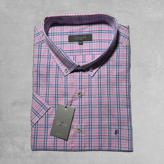 Light Pink & Blue Checkered Plus Sized Shirt