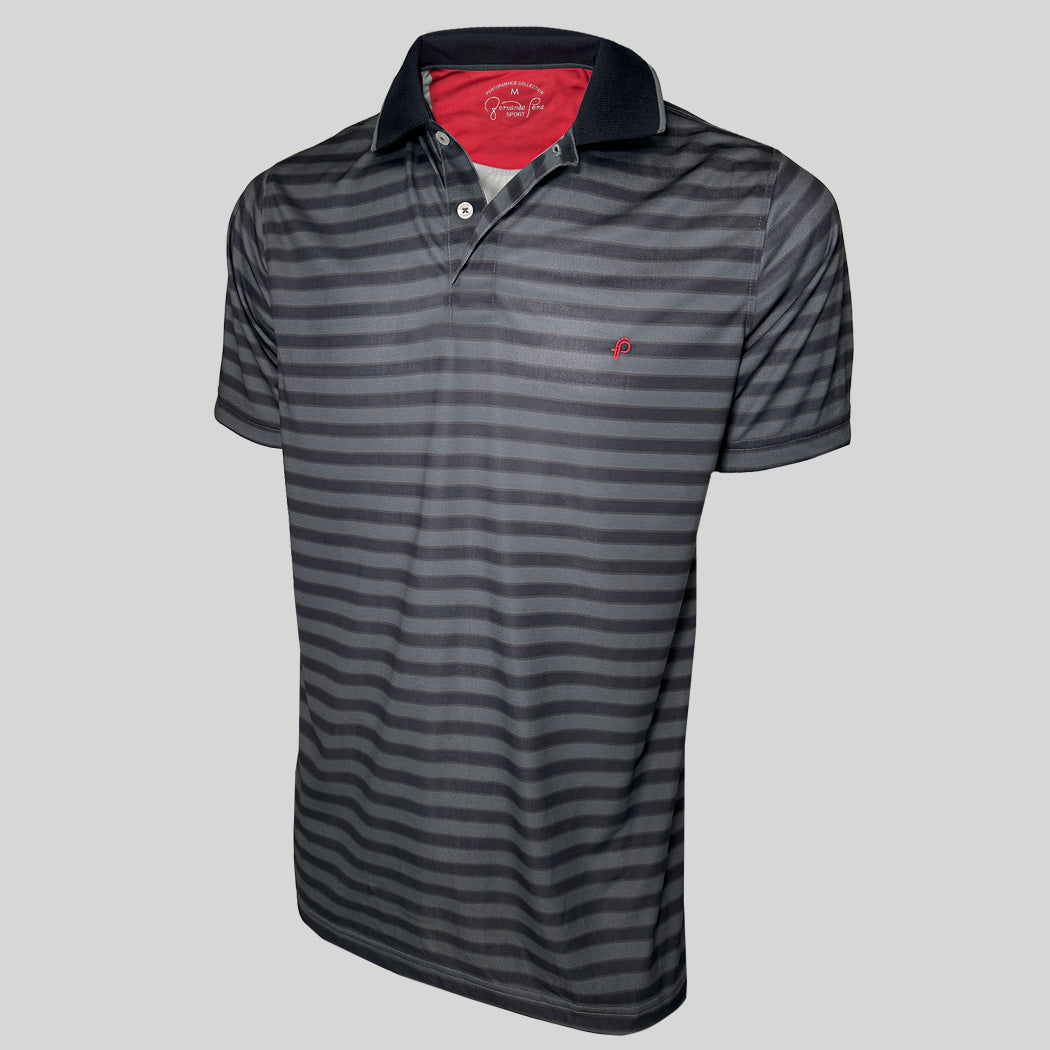 FP Sport Dark Grey Striped Performance Collection Polo (FPG21-05PB)