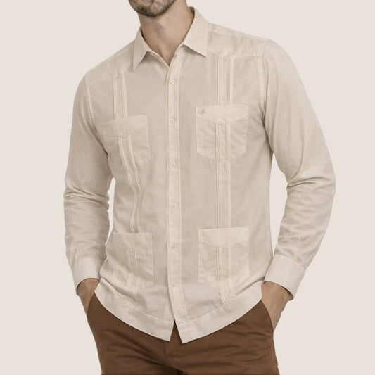 Long Sleeve Guayabera (GLQ23-18B FP-P) Available Plus Sizes