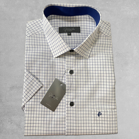 Navy & White Square Pattern Shirt
