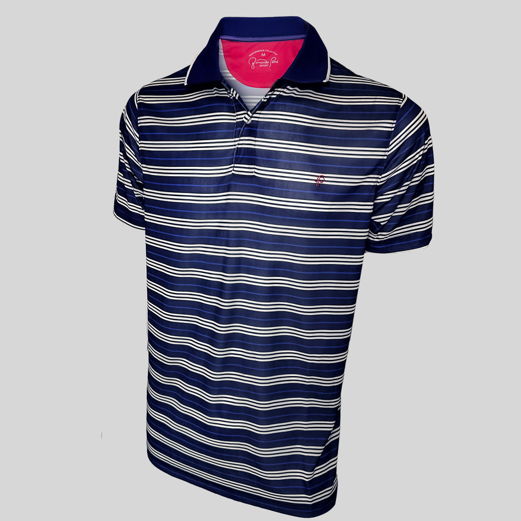 FP Sport Navy Striped Performance Collection Polo (PS-FPG21-05PB)