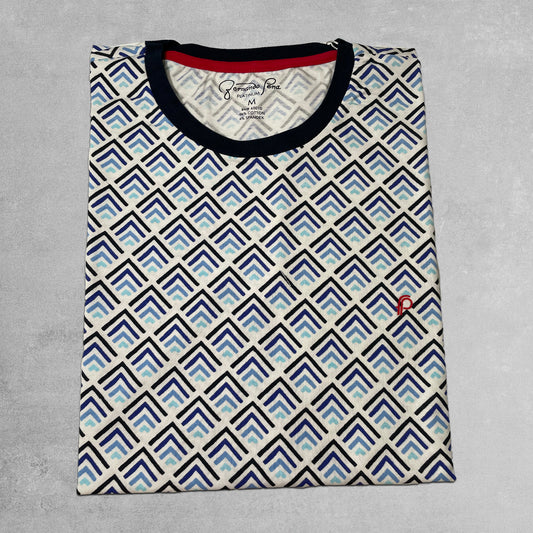 White & Blue Diamond Pattern T-Shirt