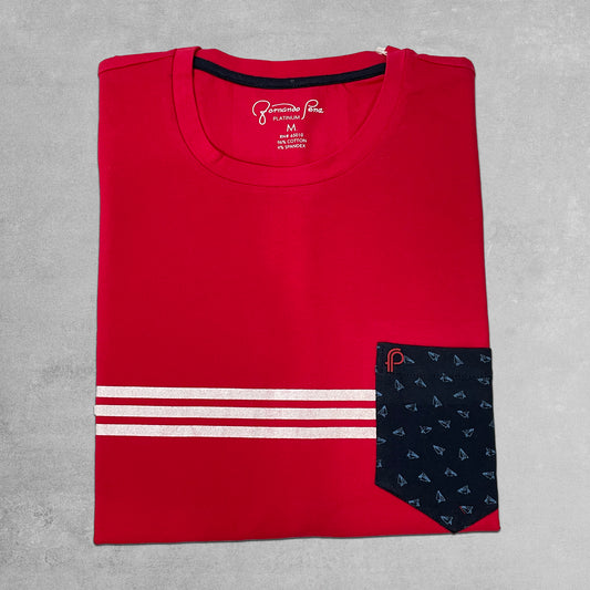 Jalapeño Red  and Navy Striped T-Shirt