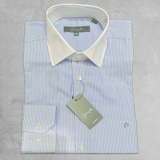 Blue Lines White Neck Shirt