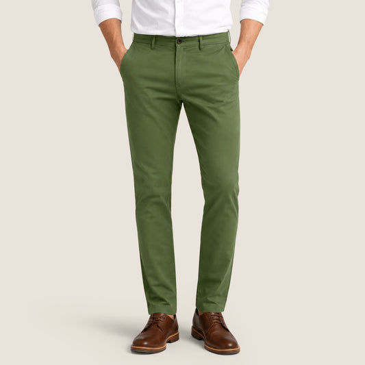 Slim-Fit Stretch Pants Green Leaf (CHP-FP04)