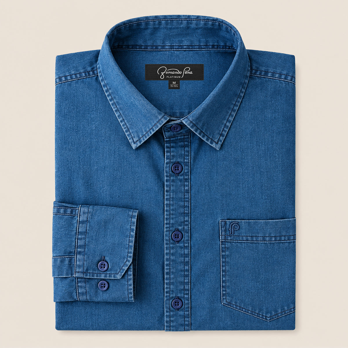 Fernando Pena Long Sleeve Jean Shirt (Blue DEN-01B / Black C)