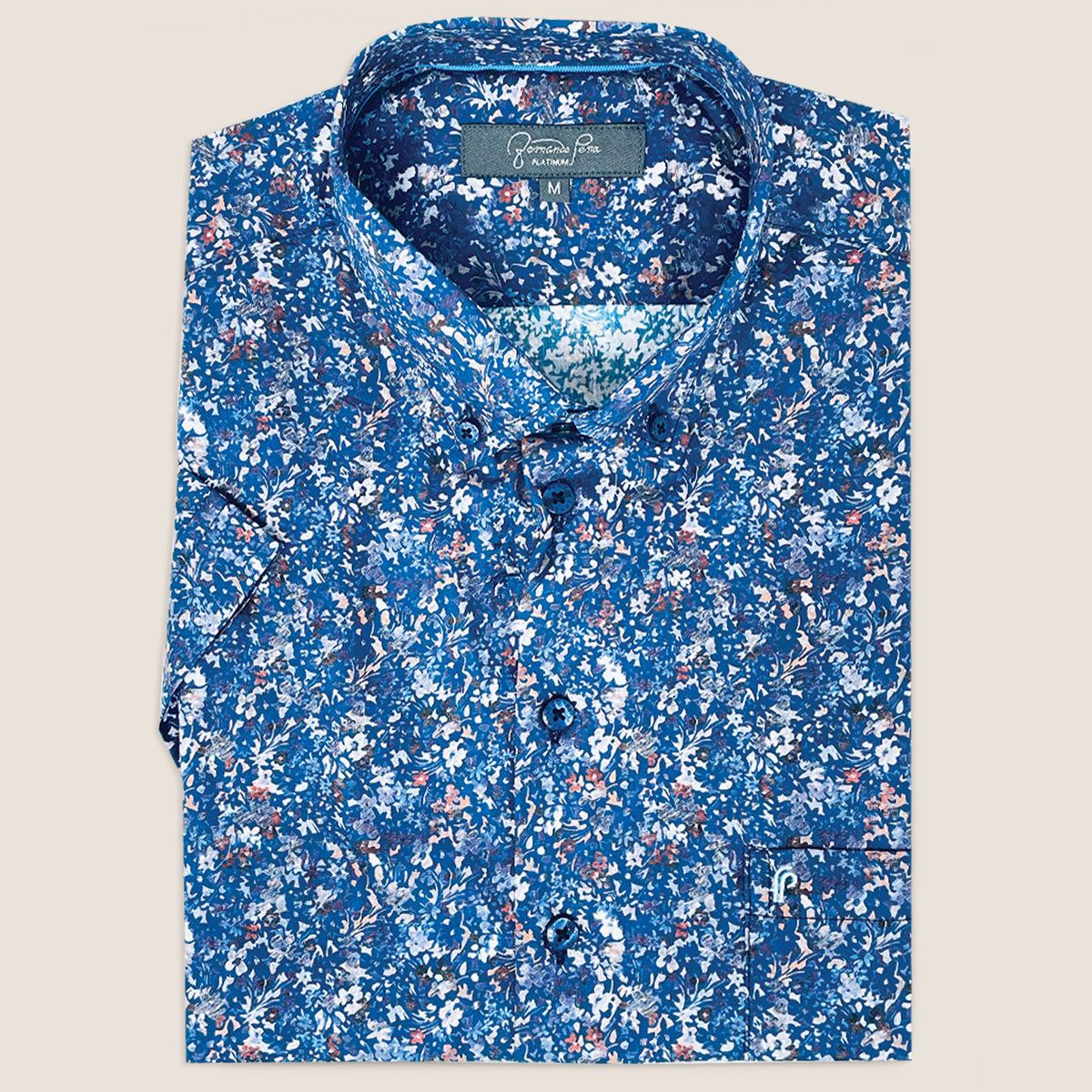 Navy/Orange Floral Print (M262-14)