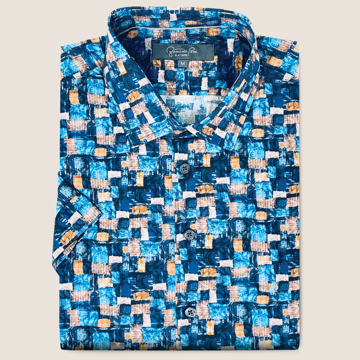 Teal/Black Geometric Print (M263-01)