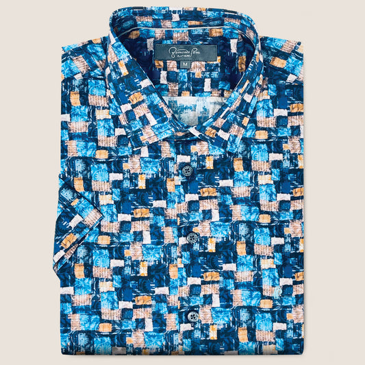 Teal/Black Geometric Print (M263-01)