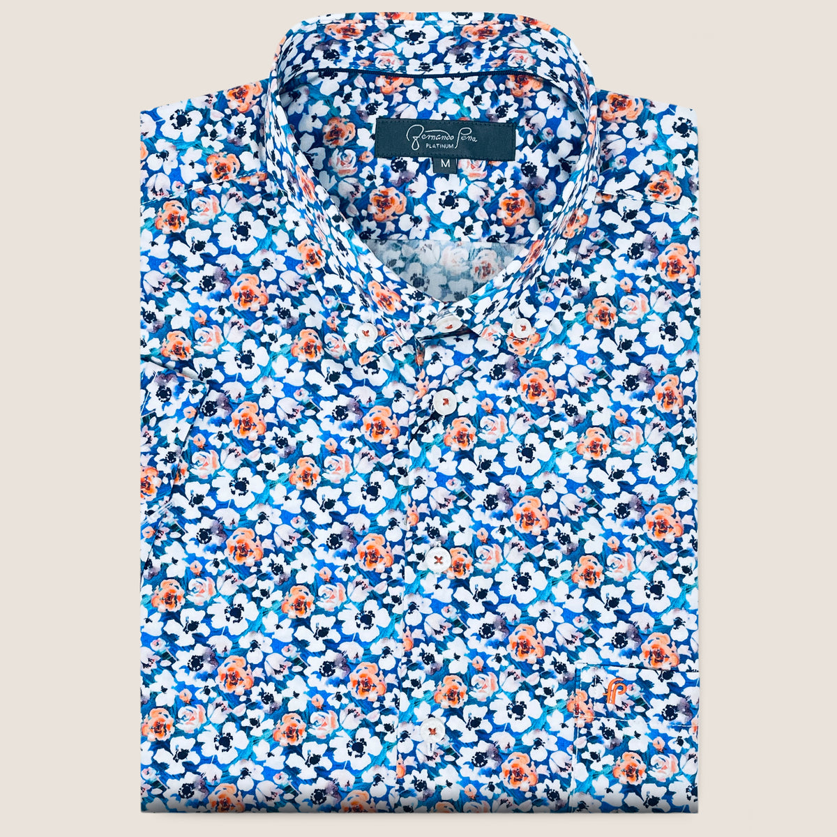 Teal/White Floral Print (M263-03)