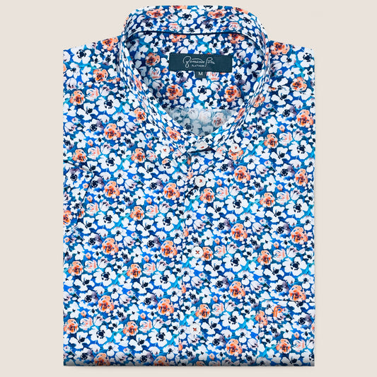 Teal/White Floral Print (M263-03)