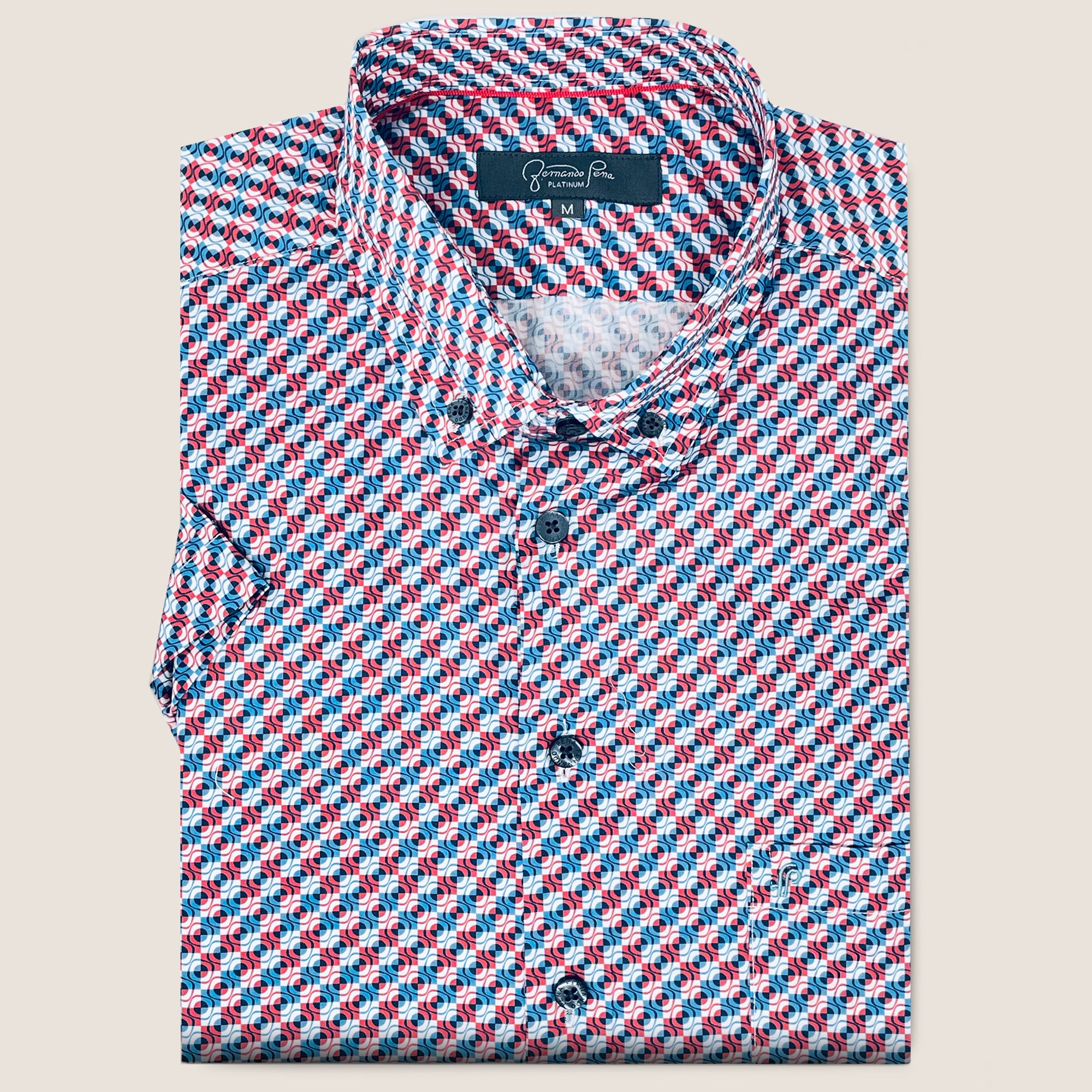 Red/Teal Geometric Print (M263-06)