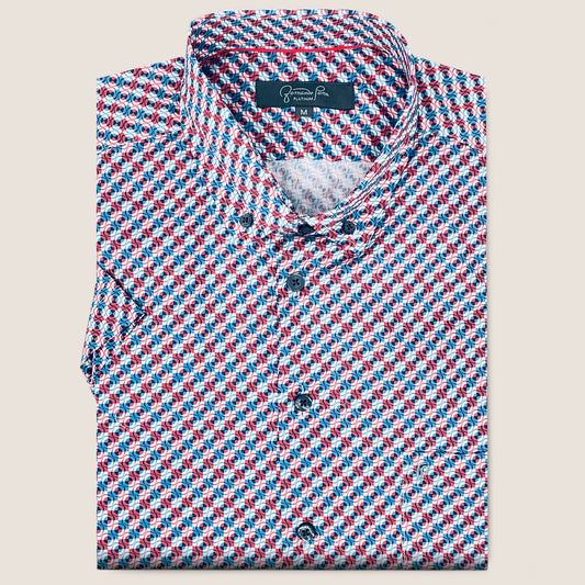 Red/Teal Geometric Print (M263-06)