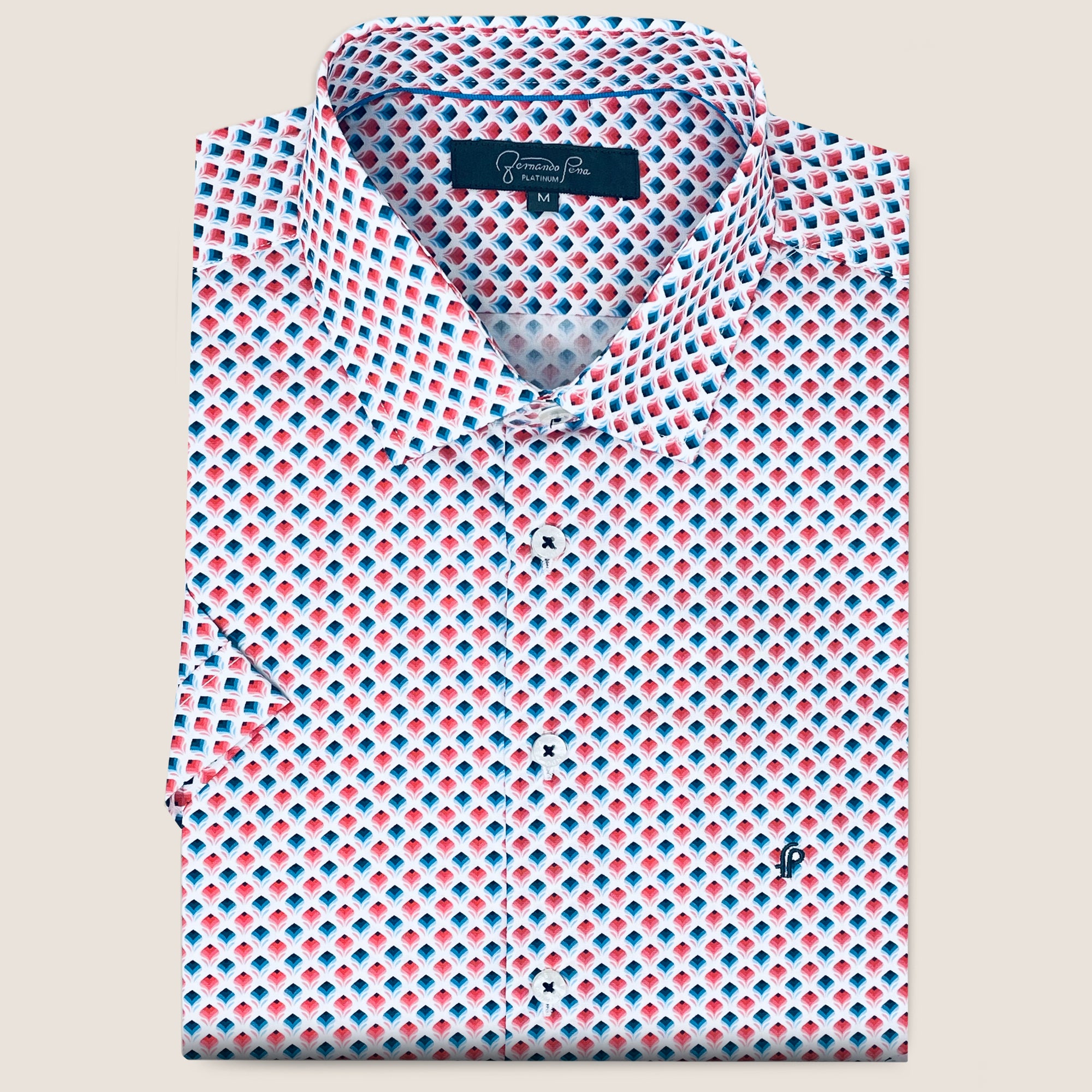 Rose/Teal Geometric Print (M263-07)