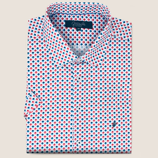 Rose/Teal Geometric Print (M263-07)