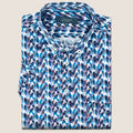 White/Dark Teal Tropical Leaf Print (M263-11)