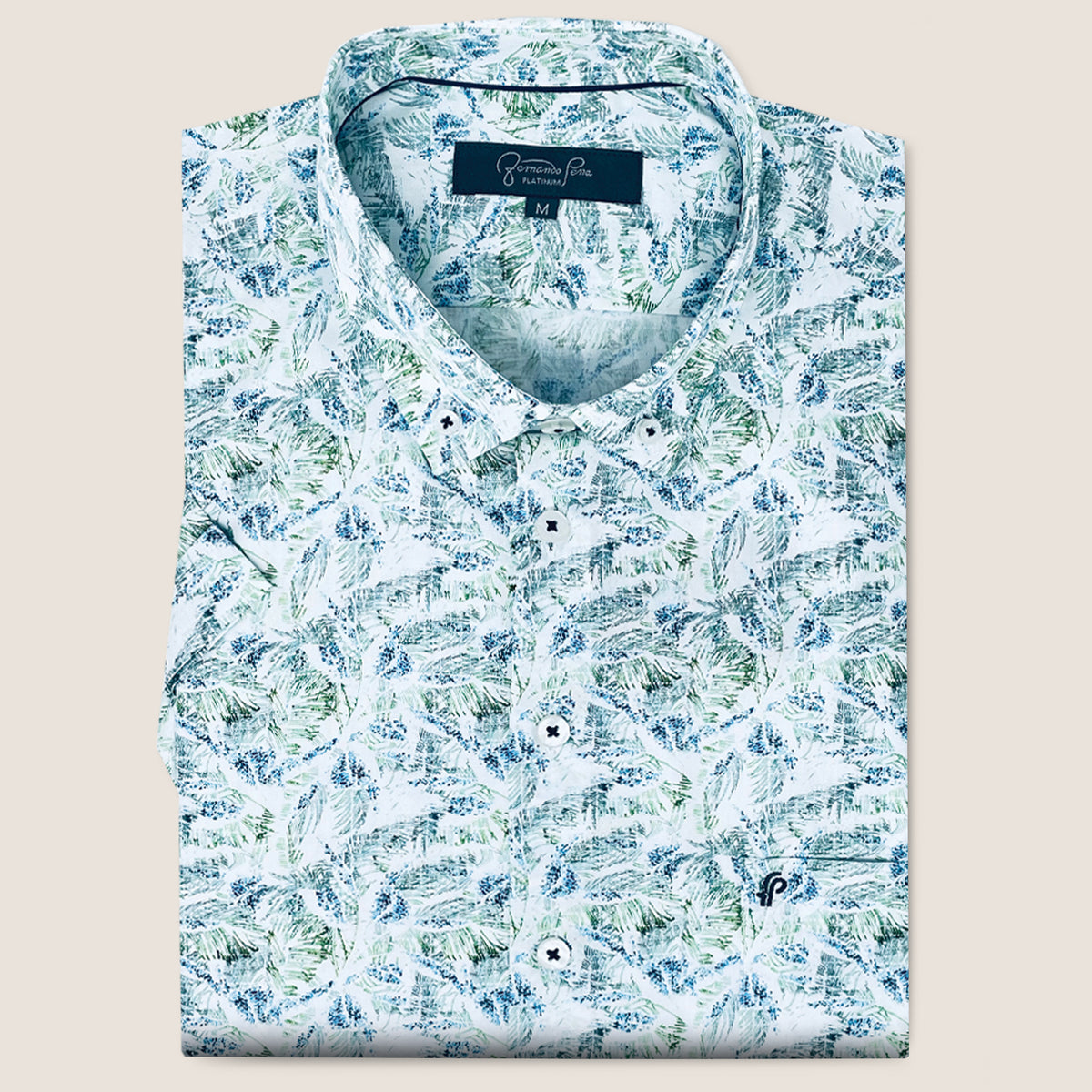Turquoise/Greenery Leaf Print (M263-14A)