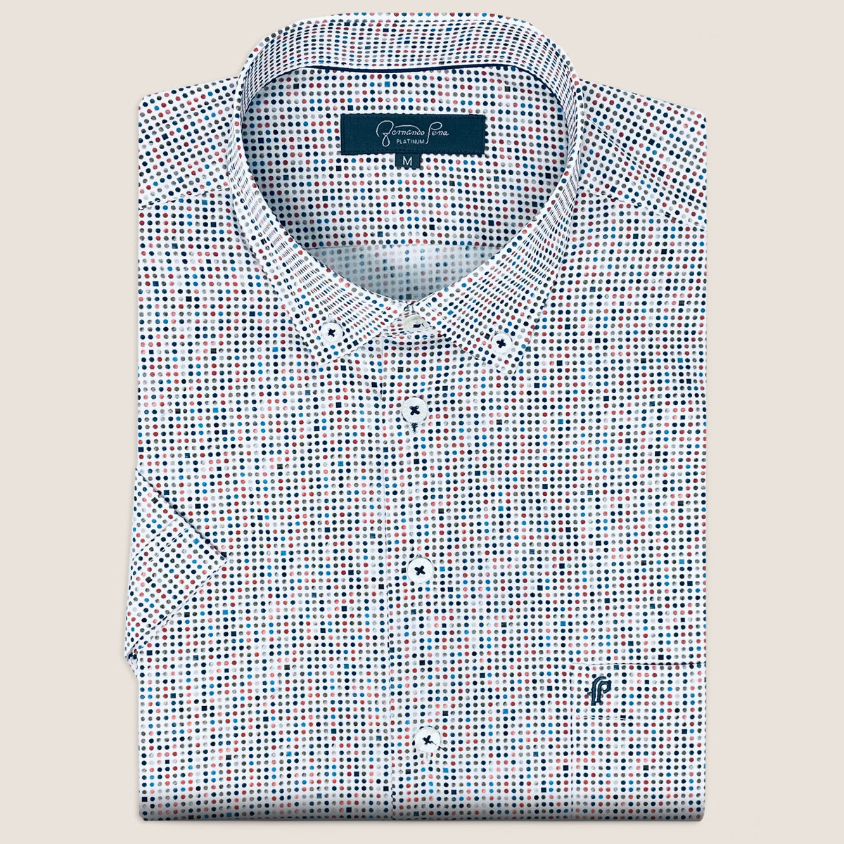 White/Navy Geometric Print (M263-16A)