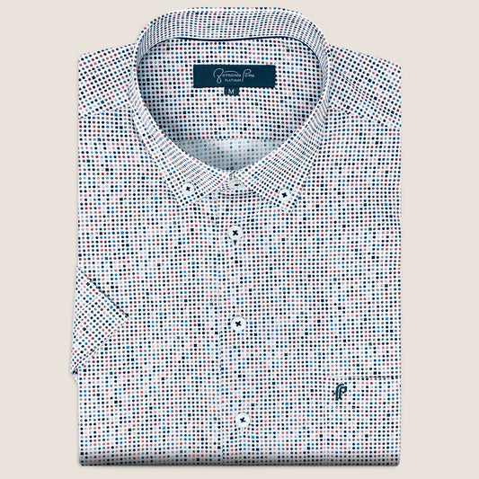 White/Navy Geometric Print (M263-16A)