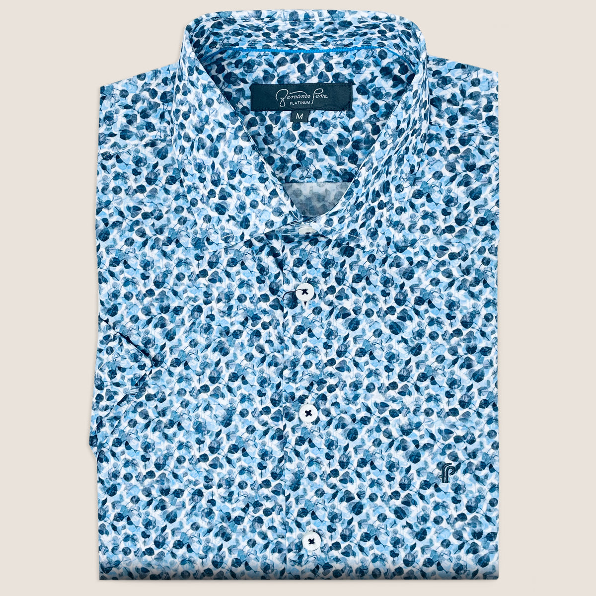 White/LT Blue/LT Grey Micro leaf Print (M263-17)