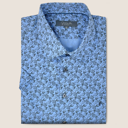 LT. Blue/Black Coffee Bean Print (M263-19)