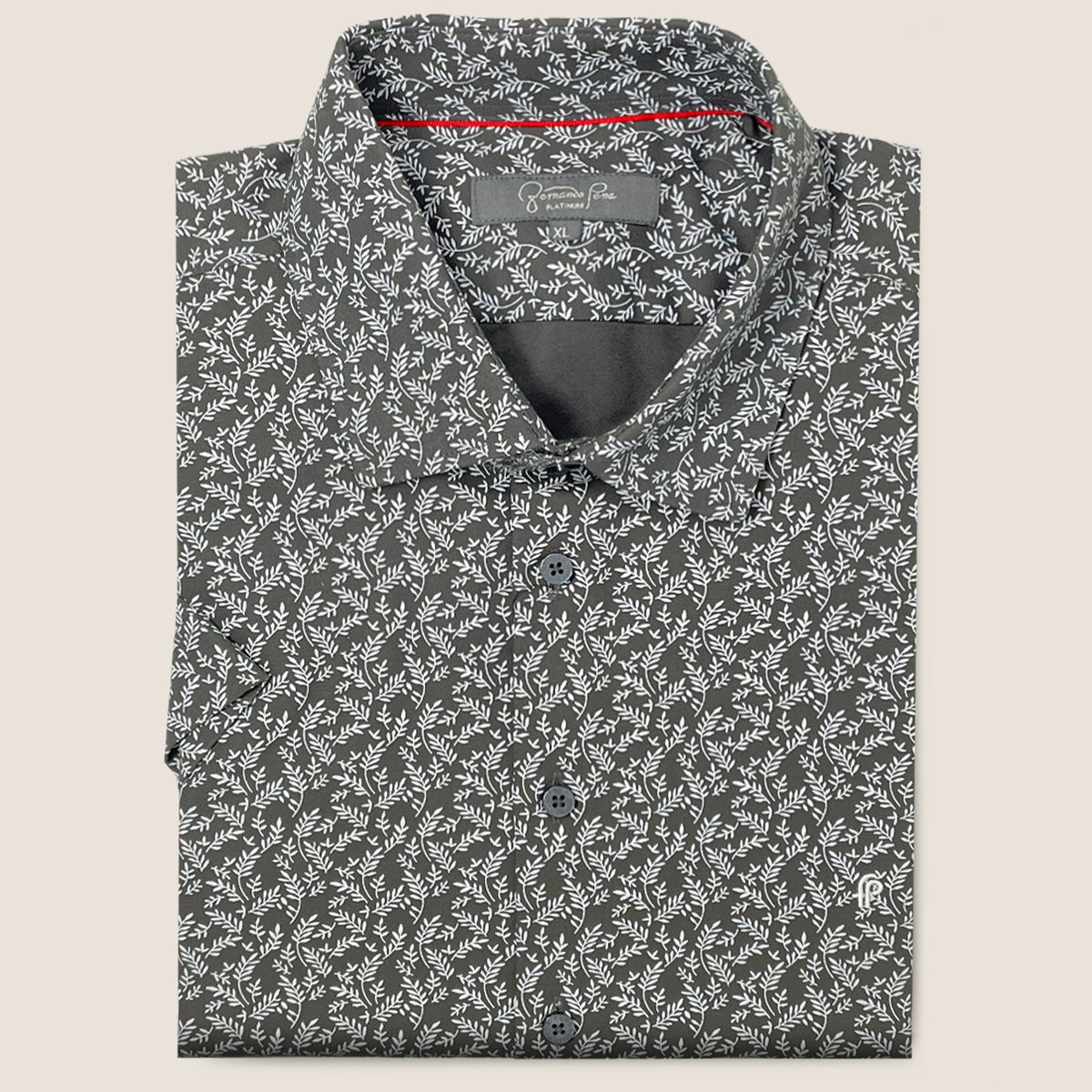 Smoke Grey Leaf Print (M263-24)