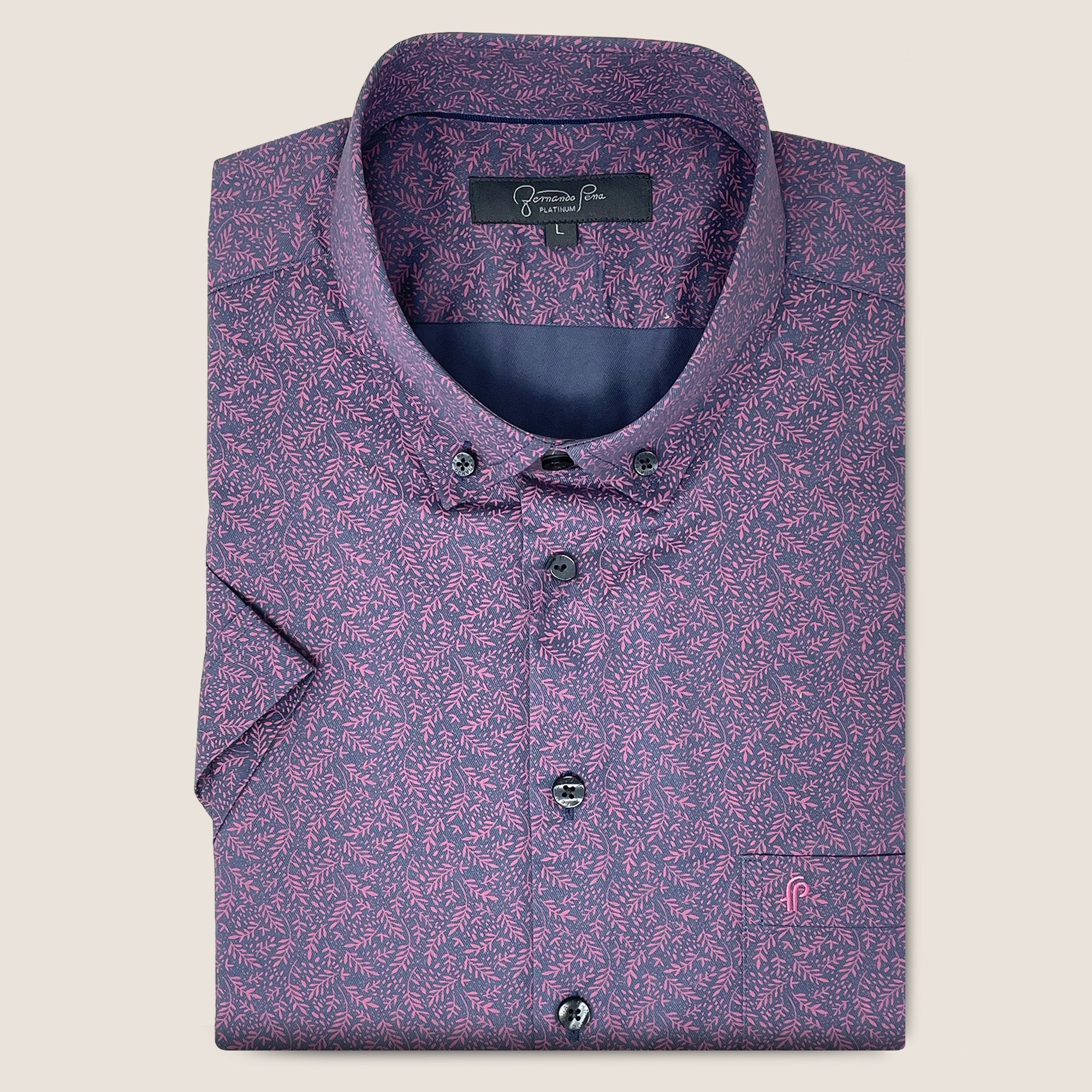 Grey/Pink Leaf Print (M263-26)
