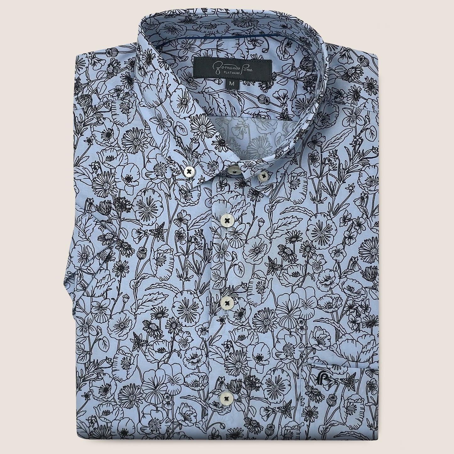 LT. Sky Blue/Black Floral Print (M263-33)