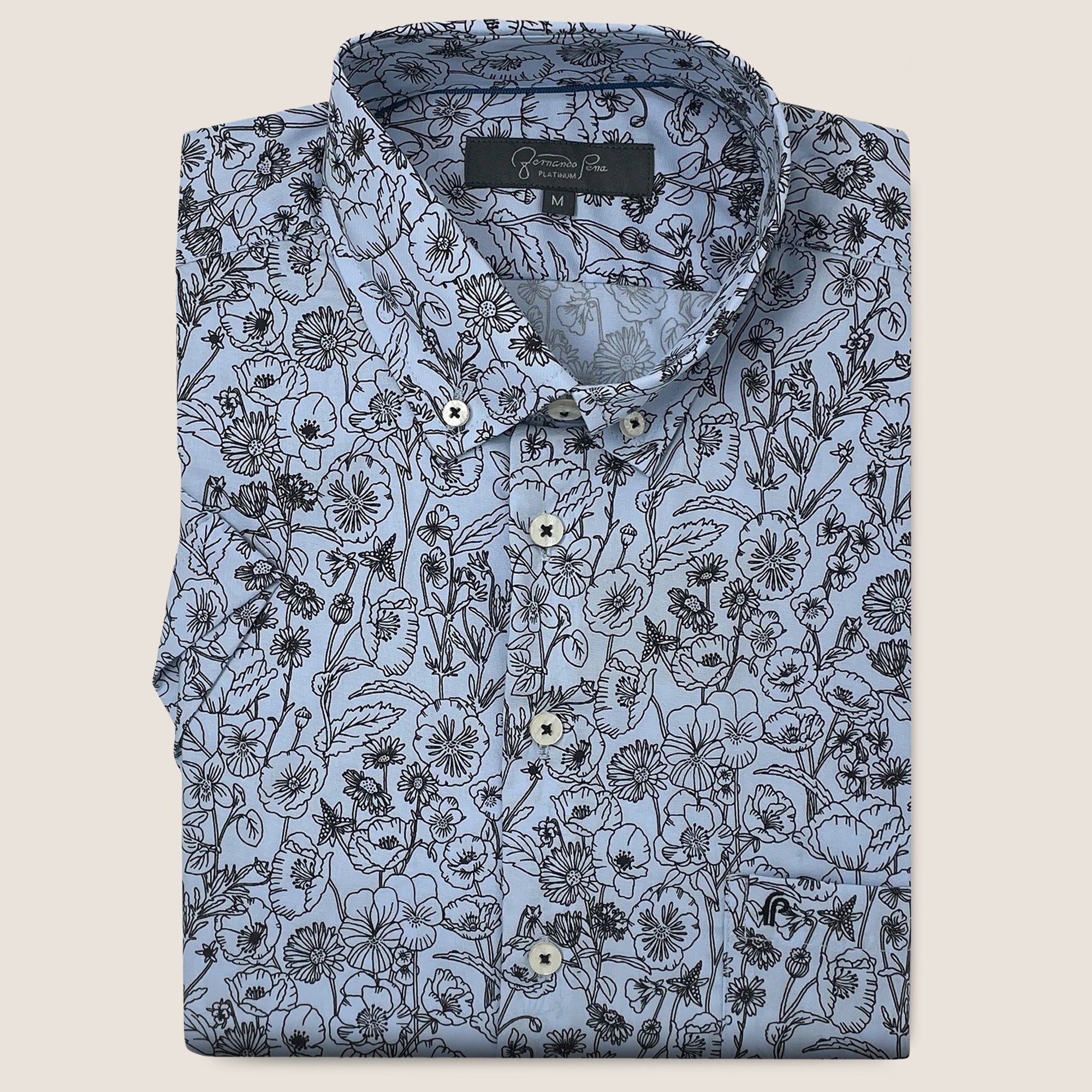 LT. Sky Blue/Black Floral Print (M263-33)
