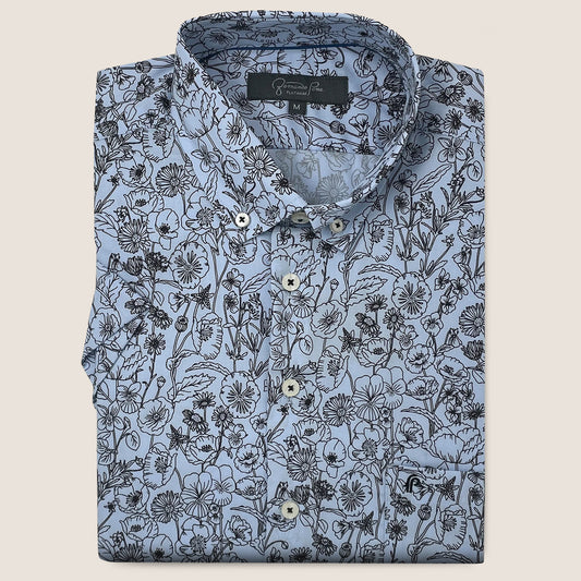 LT. Sky Blue/Black Floral Print (M263-33)