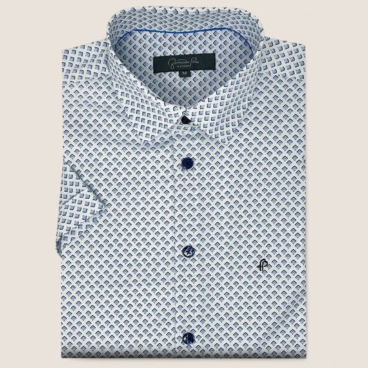 White/ Blue Geometric Print  (MC8)