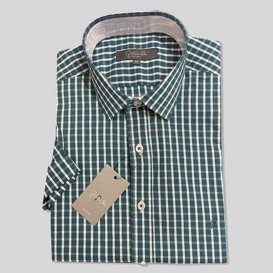 Green Squared Short Sleeve Shirt (M237-24)