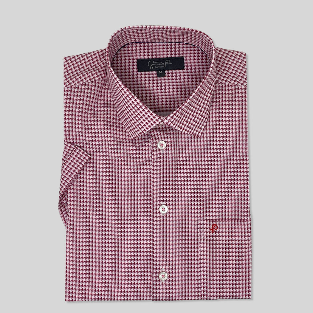 Red and White Short Sleeve Shirt (FP-4W1-15B)