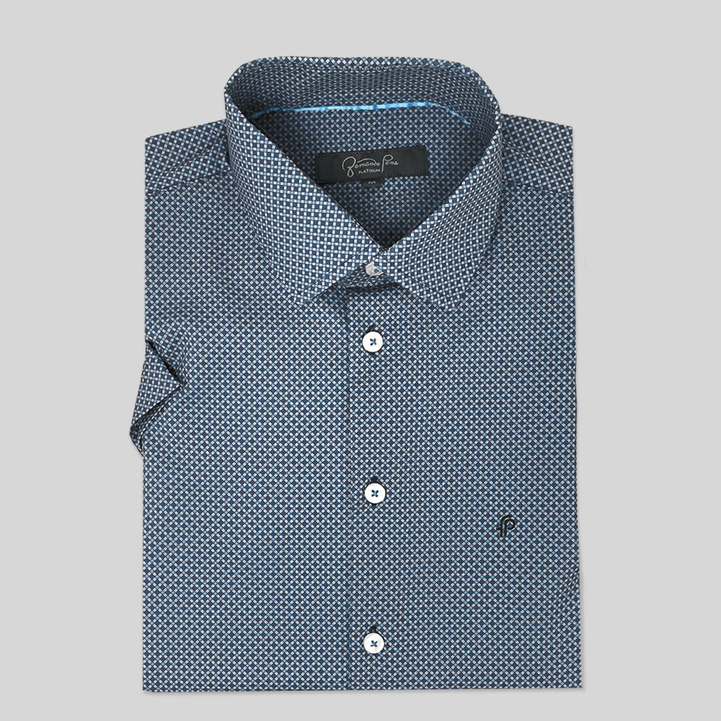 Navy Blue Short Sleeve Shirt (FP-4W1-20)