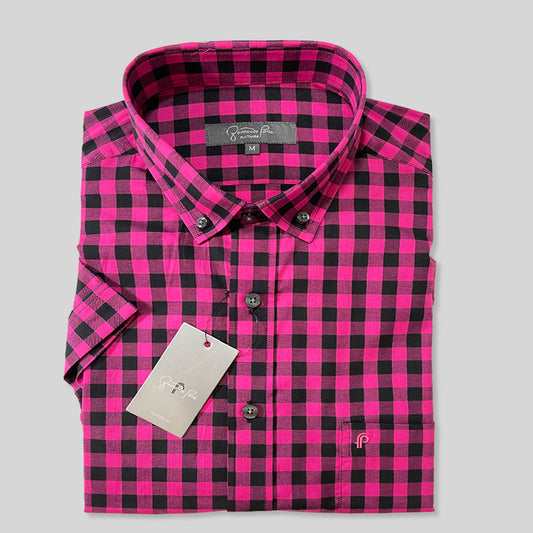 Black & Pink Checkered Shirt (M218-01B)