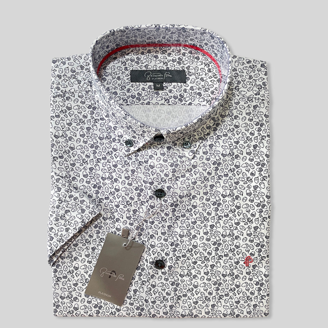 Black & White Acorn Pattern Shirt (M246-02)