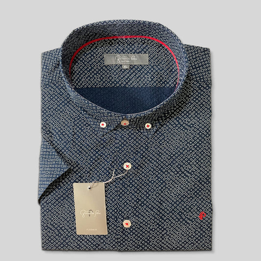 Navy Diamond Pattern Shirt (M246-04)