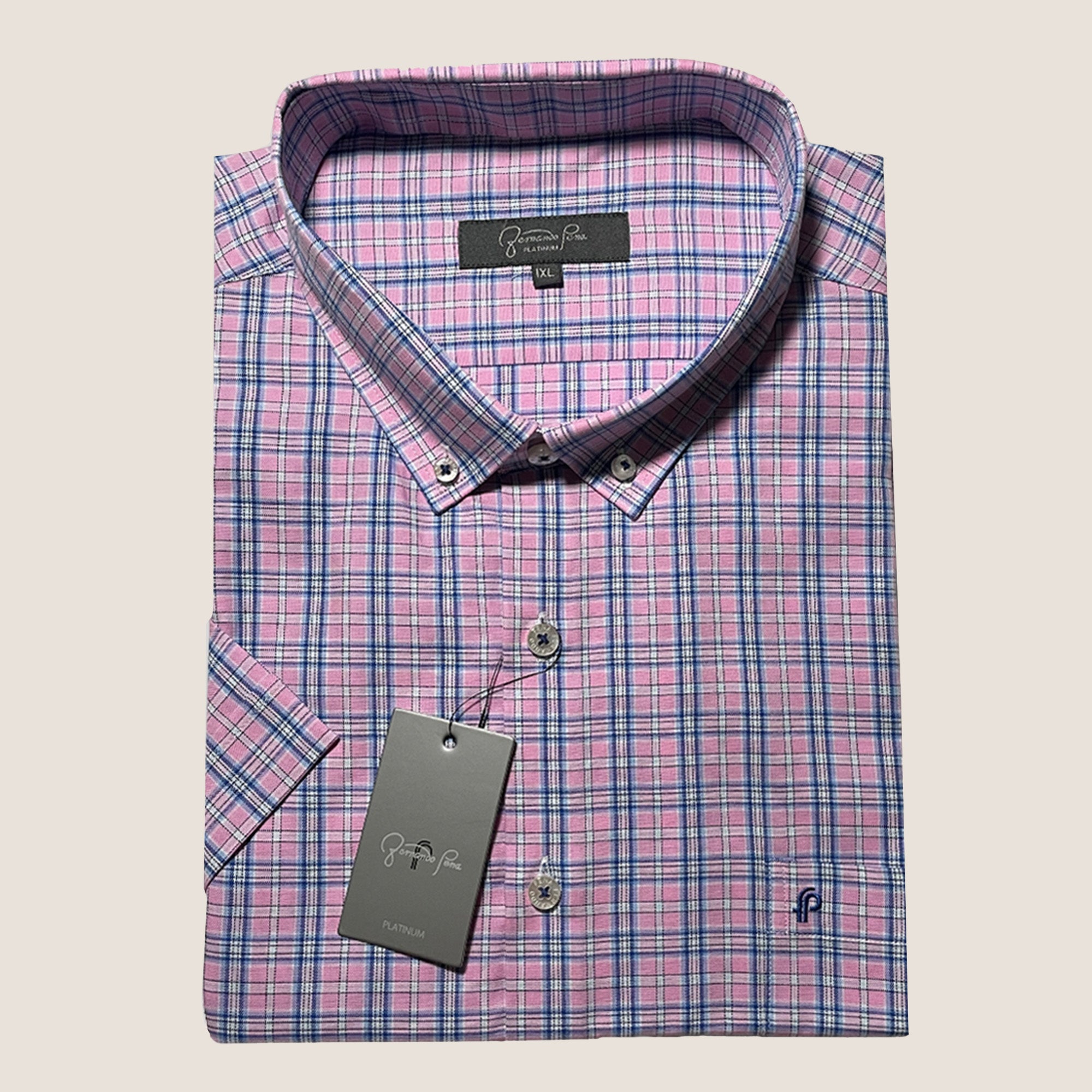 PlatinumSpring Grid Plus Size Shirt (M216-07A/B)