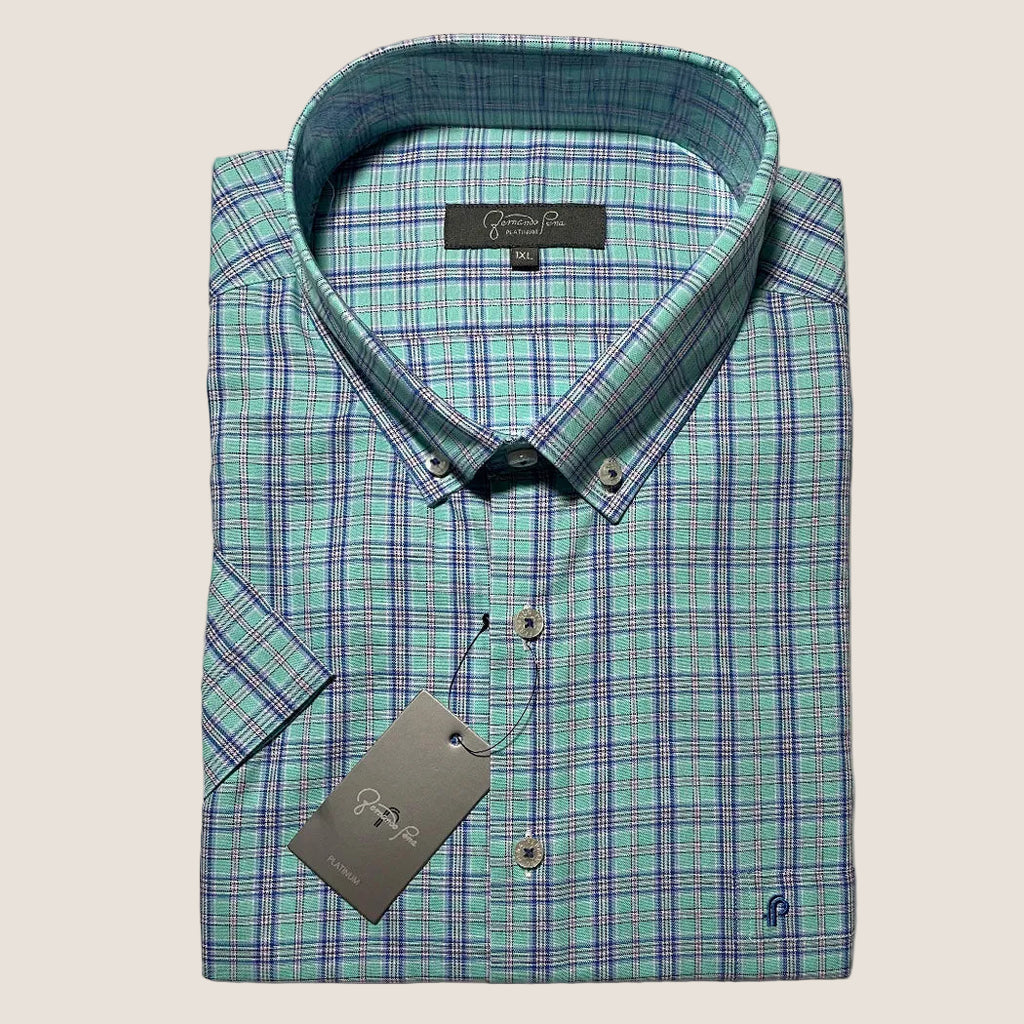 PlatinumSpring Grid Plus Size Shirt (M216-07A/B)