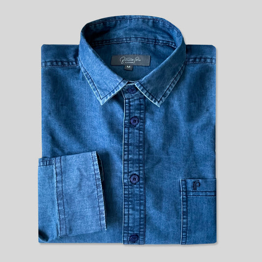 Dark Blue Jean Long Sleeve Shirt (DEN-01B)