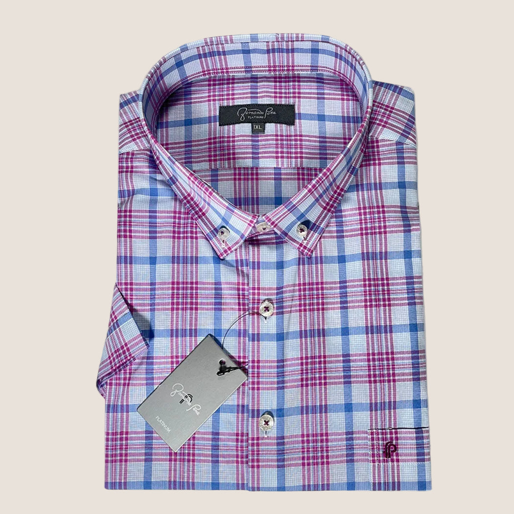 Platinum Berry Gridline Plus Size Shirt (M215-06)