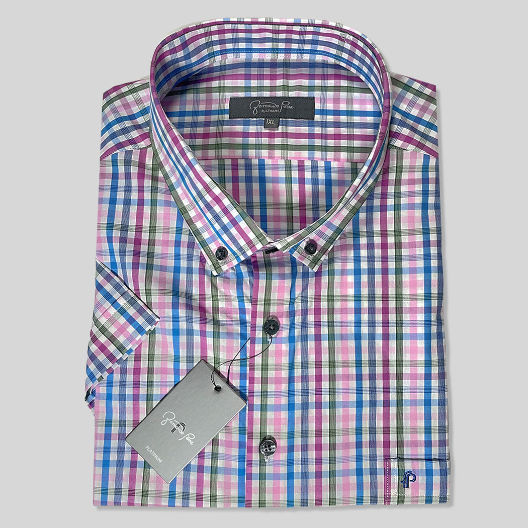 Platinum Festival Check Plus Size Shirt (M215-07)