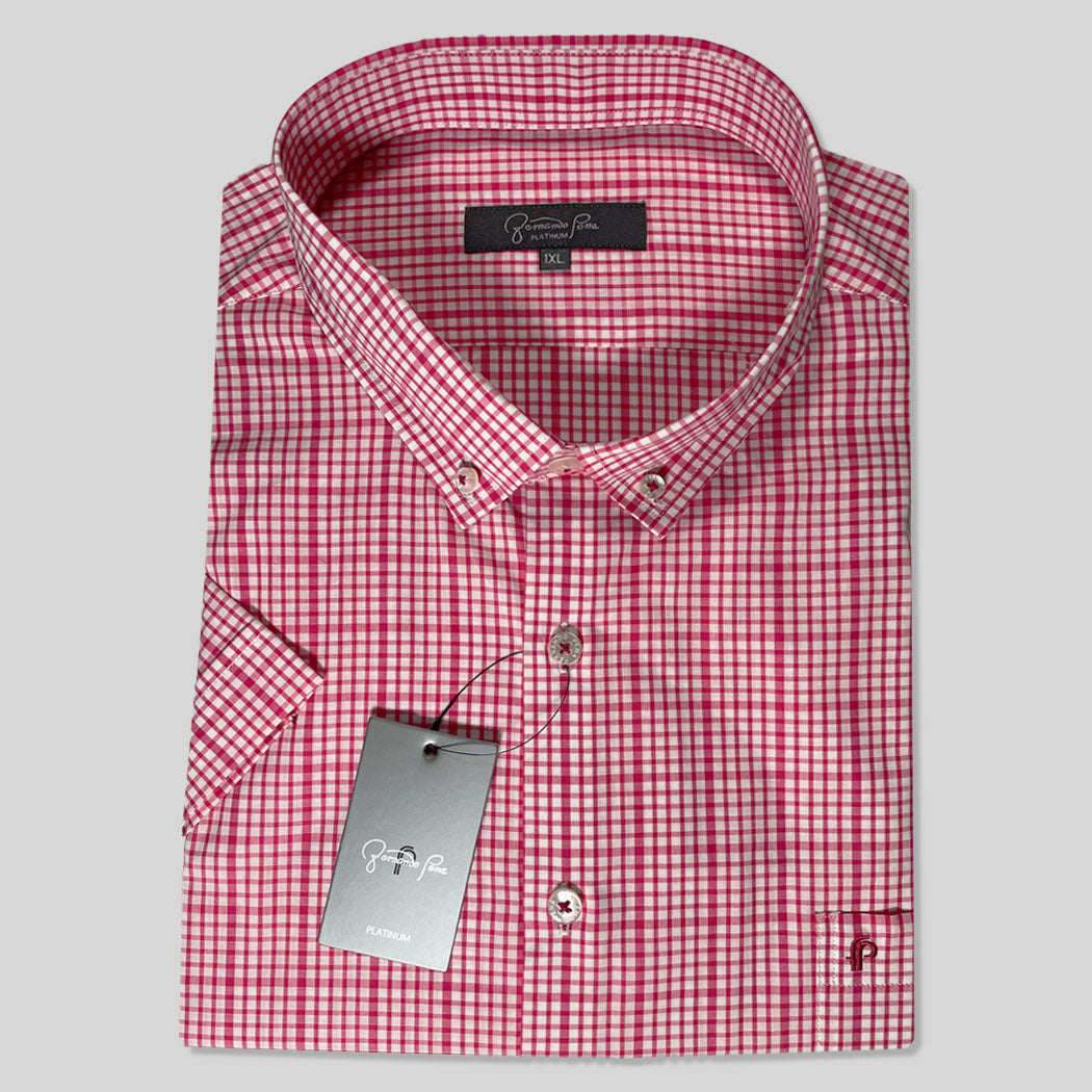 Platinum Oxford Ruby Red Grid Plus Size Shirt (M215-03A)