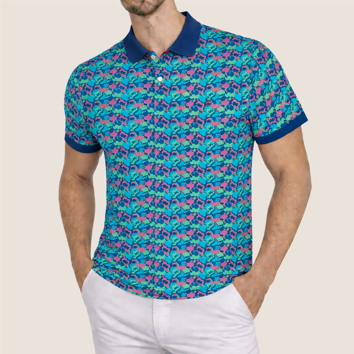 Fernando Pena Platinum Printed Polo-Tropical Mosaic (SPD57-03A)